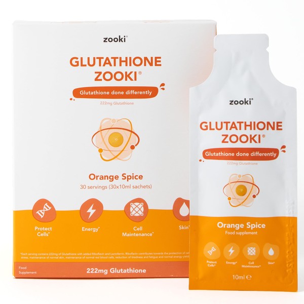 YourZooki - Glutathione Zooki - Highly Bioavailable Liquid Glutathione - Cellular Support with Riboflavin for Energy Metabolism, Tiredness & Fatigue - 30 Servings