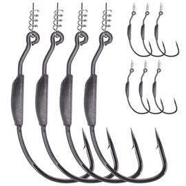 Bombrooster Weighted Hooks with Twist Lock,Soft Plastic Swimbaits Offset Weedless Fish Hook 3/0 4/0 5/0 Pack of 10,Drop Shot fishing Swimbait Hook for Bass