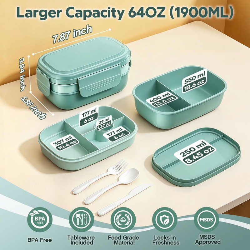 HOMETALL Bento Box Adult with Insulated Lunch Bag - 3