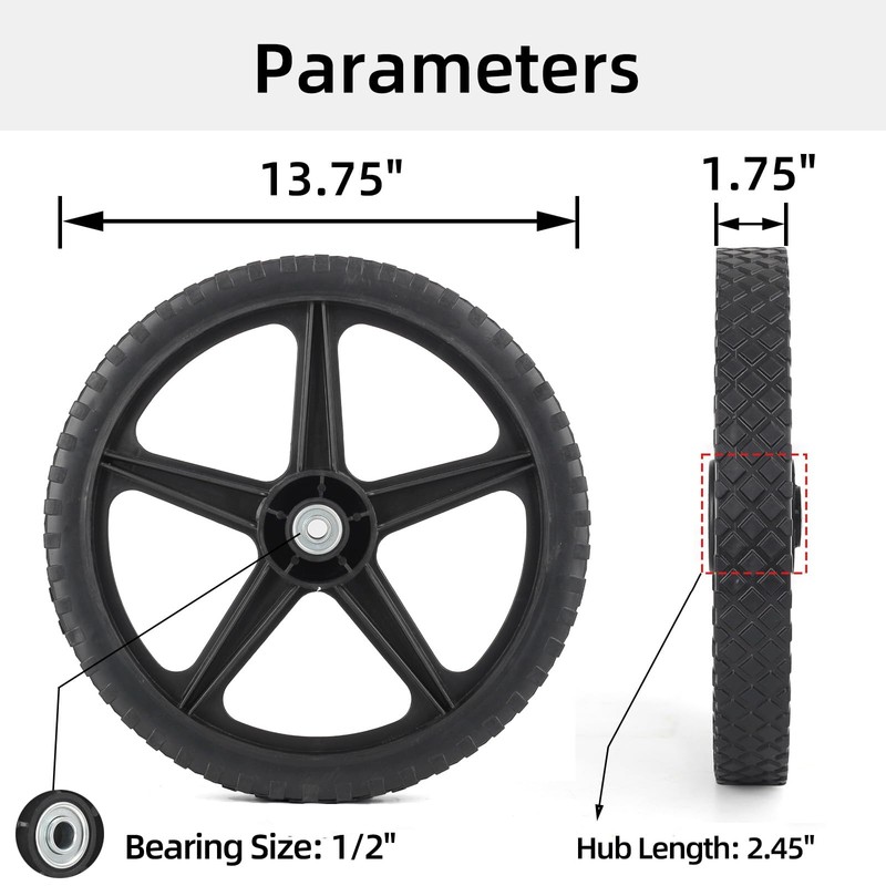 GICOOL 14 x 1.75'' Spoked Plastic Wheel and Tire, 2.45"