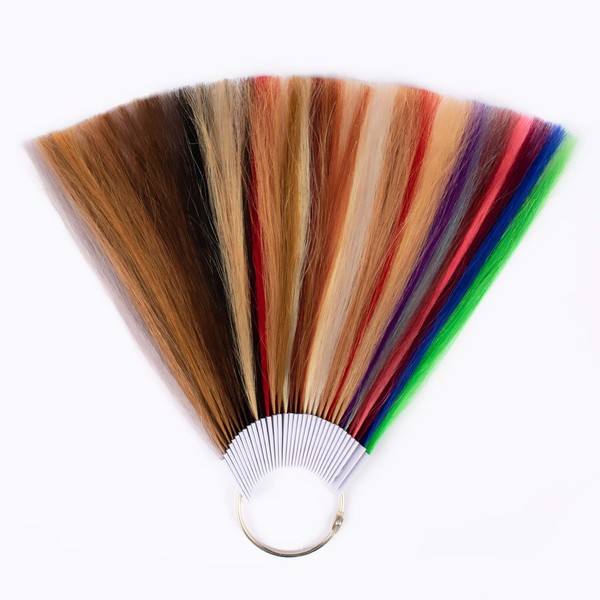 TOFAFA Hair Color Rings 100% Human Hair Swatches Testing Color Samples 8 inch 34 Kinds of Hair Color