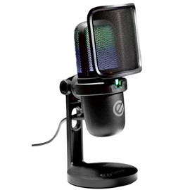 Elecom HS-MC14UBK Condenser Microphone, USB Connection, Touch Mute Function, Microphone Arm Fixable, LED Light, Pop Guard, Unidirectional, Black