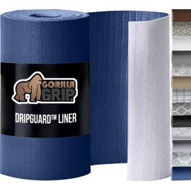 GORILLA GRIP DripGuard Drawer and Shelf Liner for Cabinet, Slip Resistant Non Adhesive Protection for Kitchen, BPA Free Smooth Surface Plastic Liners for Cabinets, Drawers, 17.5x120 Inch, Navy Blue