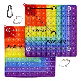 GUOYOU Pop It,2 in 1 Popit Plopper Toy Rainbow Pop It Toy Multiplication Board Sensory Toy Stress Toy Fidget Toys Autism Toy Educational Toy for Children Educational Digital