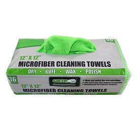 Grip 36 Pack 12" x 12" Microfiber Cleaning Towels - Microfiber Cleans Without Scratching - Clean, Dry, Buff, Wax, Polish Lint-Free - Home, Garage, Workshop, Automotive