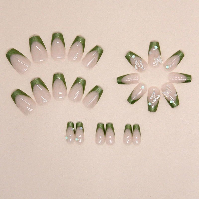 24 Pcs Spring Press on Nails Short Ballerina Square -