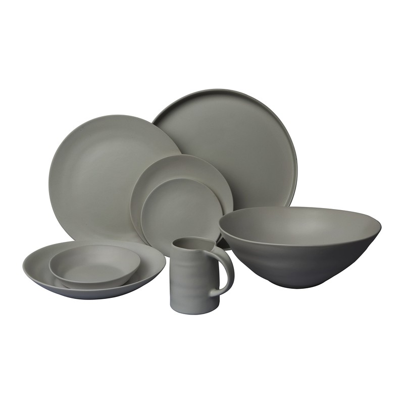Matte Wave 10.75" Dinner Plate, Set of 6, Grey