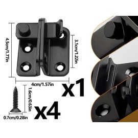Emezddo Türriegel,Abschließbar Edelstahl Riegelschloss,Links öffnen Verriegelung Schlossriegel,Türverriegelung,Fensterriegel,türkette,schiebetür schloss mit Schloss-Loch Schraube,für Tür,Zaun(Schwarz)