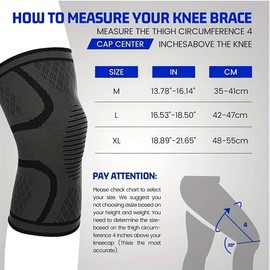 SPICOM 2-Pack Knee Support Brace Compression Knee Sleeves for Arthritis, Joint Pain, Ligament Injury, Meniscus Tear, ACL, MCL, Tendonitis, Running, Squats, Sports (XL)