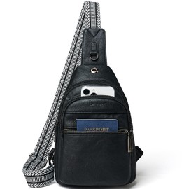 LATMAP Cross Body Bag Women Men Sling Bag Small Casual Rucksack Bag for Women PU Leather Fanny Pack Crossbody Travel Purse for Hiking Shopping