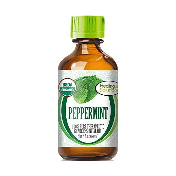 Organic Peppermint Essential Oil (100% Pure - USDA Certified Organic) Best Therapeutic Grade Essential Oil 120ml