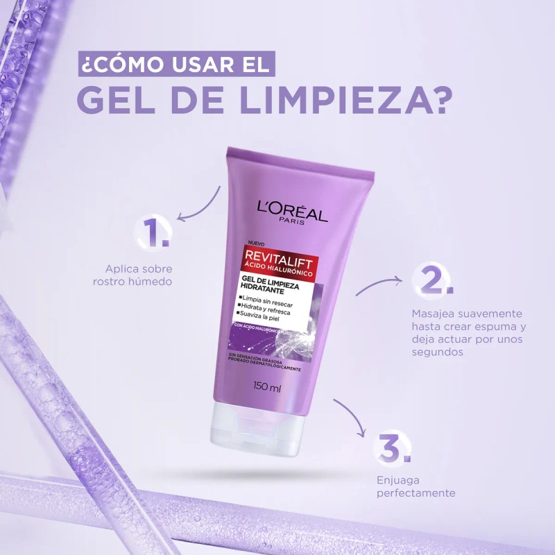 Gel Limpiador L'oréal Paris Facial Ácido Hialurónico 150Ml