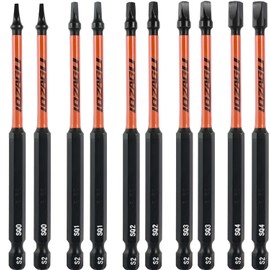 LOZAGU 10Pcs Square Drive Bits Set, 4” Long Premium S2 Alloy Steel Square Bit Set #0, 1, 2, 3, and #4 Magnetic Square Drill Bit Set,1/4 Inch Hex Shank.