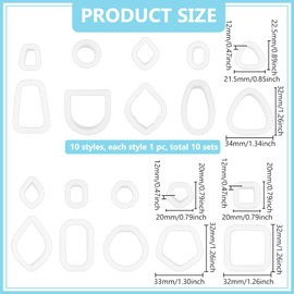 WEBEEDY 10 Sets Polymer Clay Cutters Sets 20 Different Shapes Clay Cutters for Earrings Jewelry Making,3D Print Basic Clay Earring Sculpting Making Tools Women DIY Jewelry Making Supplies(White)