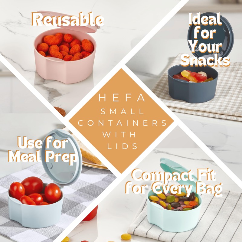 HEFA Small Containers with Lids, Snack Containers, Salad Dressing Containers,