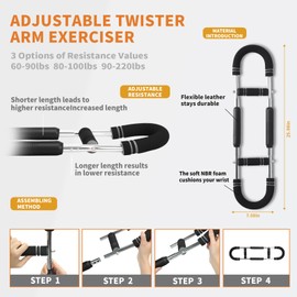 Twister Arm Trainer Adjustable Chest Workout Equipment Set for Men & Women, Portable Power Twister Bar Forearm Triceps Arm Hand Enhanced Exercise Strengthener at Home Gym Fitness Training Equipment