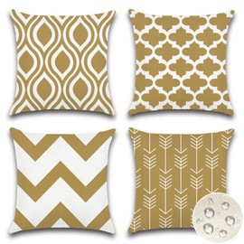 JOTOM Set of 4 Outdoor Cushion Covers, Decorative Waterproof Cushion Cover, Geometric Cushion Covers, Decorative Cushion, Sofa Cushion, Decorative Cushion Cover for Garden, Bedroom, Living Room