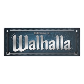 Viking Nordic Style Metal Sign with Saying Welcome to Valhalla