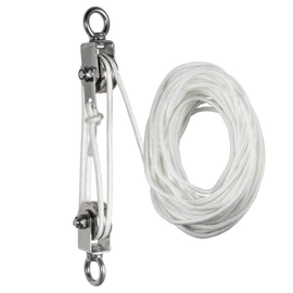 Hoist Pulley System Heavy Duty Stainless Steel, Snatch Swivel Block Double Pulley with 25m/8mm Rope, Bearing Inside, for Lifting, Kayak, Garage, Winch, Hunting, Loading 1100lb