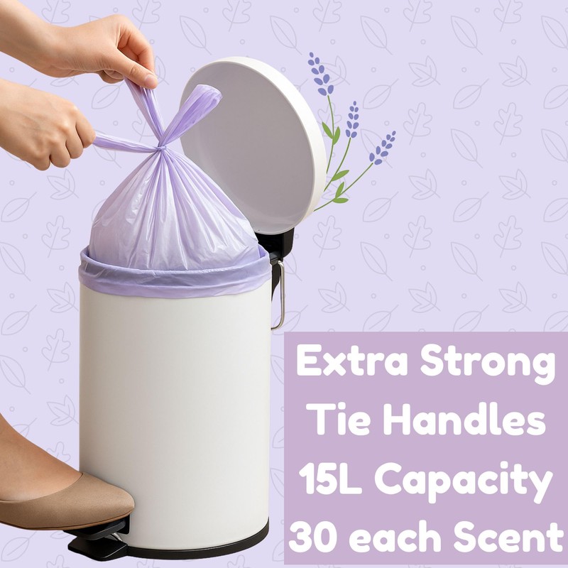 90 Extra Strong Scented Bin Liners 15L | Fragranced Pedal