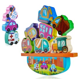 Generisch Stacking Game Wooden Toy, Balance Game Children, Stacking Building Blocks, Wooden Car Stacking Game, Motor Skills Game, Wooden Toy, Stacking Toy, Montessori Stacking Game for Children from 3