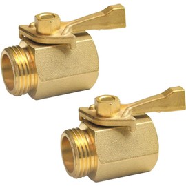 Hourleey 2 Pack Solid Brass Garden Hose Shut Off Valve With Washers Durable Easy Use