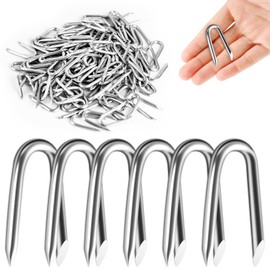MOXYOY 120 Pcs U Nails for Fencing, U Shaped Nails for Fencing Netting, Galvanised Netting Staple Ideal for Chicken Wire, Wire Mesh Fencing, Garden Mesh Fasteners Nails