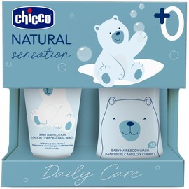 CHICCO NATURAL SENSATION - SET 1: 1 SHAMPOO & BODY BATH - TEAR-FREE 200 ml, 1 BABY BODY LOTION 150 ml
