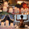 LEDHOLYT Rechargeable Jar Flameless Candle, Flashing LED Pillar Real Wax