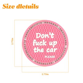 KHGUZ Bling Car Cup Coaster, 4PCS Anti Slip Crystal Rhinestone Vehicle Drink Insert Mat, 2.75 Inch Diamond Automotive Interior Coaster Decor Accessories, Universal for SUV, Sedan, Truck (Pink)