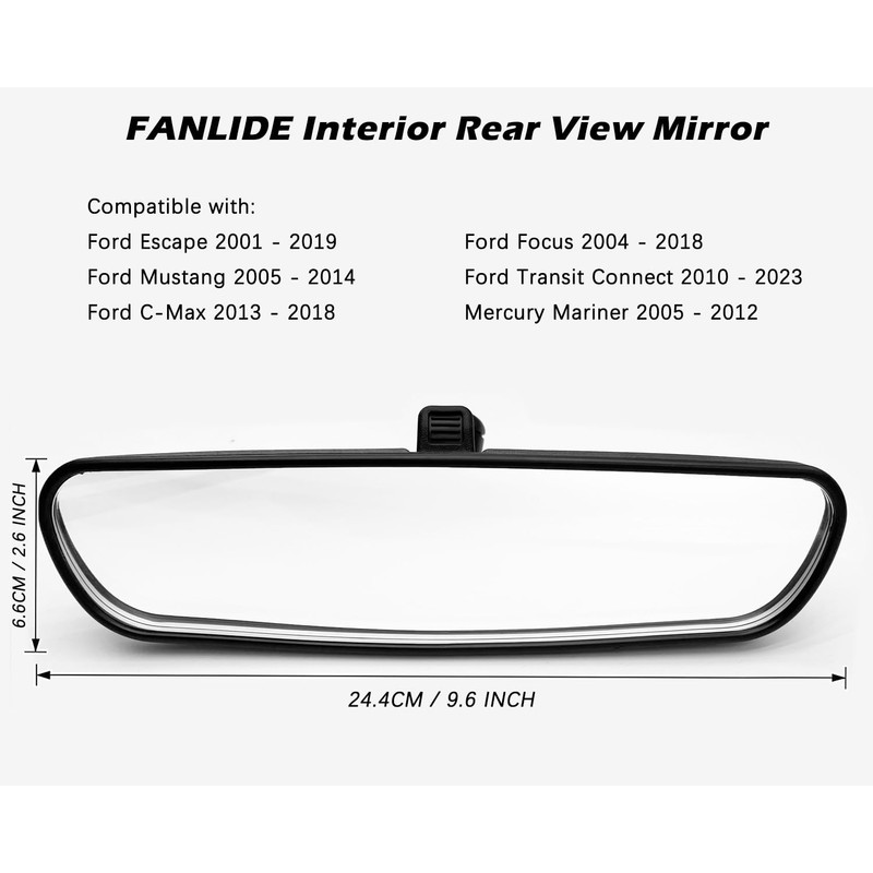 Interior Rear View Mirror 6U5Z-17700-B Compatible with Ford Escape Focus