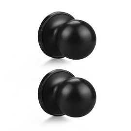 Probrico Stainless Steel Half-Dummy Door Knobs Black Round Pulls for Furniture/Living Room, 2 Pack