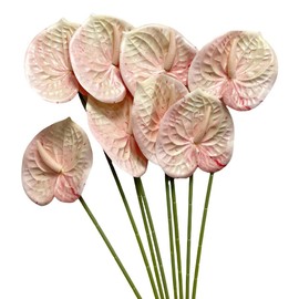 Corkwaw - 8 piezas de flores artificiales de anturio de 23-5/8 pulgadas con tacto real para centros de mesa, arreglos y decoración nupcial de bodas, festivales y arreglos florales (color amarillo)