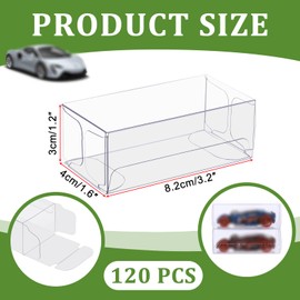 OGANAZI 120 Pcs 1/64 Scale Vehicle Model Car Display Cases Organizer Box PVC Transparent Box Display Case Exhibition Box for Model Car Dustproof Protector Box Showcase for Action Figures Collectibles