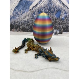 Generic Articulated Tri Color Crystal Dragon, 3D Printed 12"" Crystal Dragon with Nebula Dragon Egg, Fidget ADHD Autism Sensory Toy Executive Desk Toy D014-OBG, Small, White