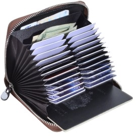 Easyoulife Genuine Leather Credit Card Holder Case RFID Travel Passport Wallet (New Coffee)