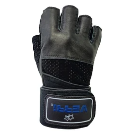 Verri | Guantes para Gym en Piel de Res con muñequera para Seguridad y protección de Manos y muñeca en Entrenamiento en Gimnasio, Rutina con Pesas, Negro, M