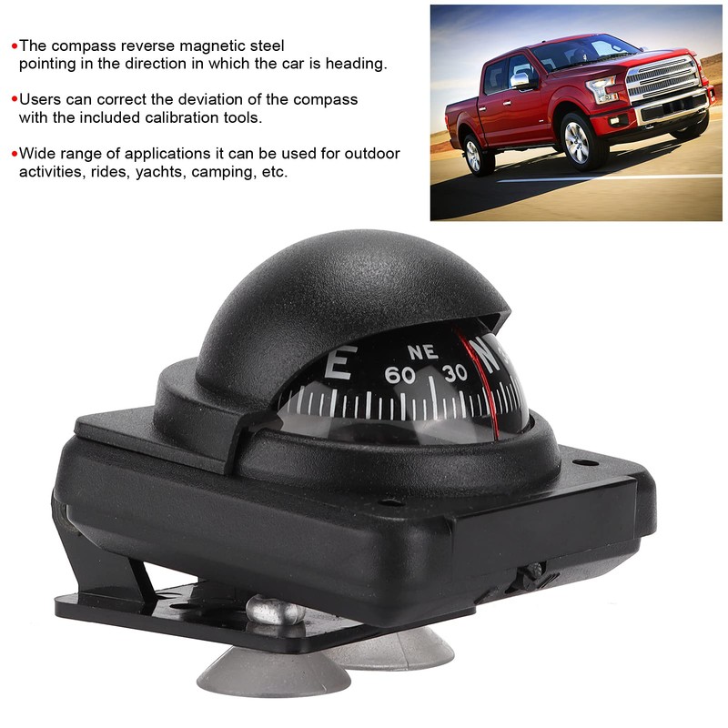 Car Compass Dashboard with Suction Cup, Portable Car Dashboard Compass,