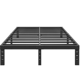 HOBINCHE 10 Inch King Size Bed Frame - No Box Spring Needed Heavy Duty Metal Platform Mattress Foundation with Steel Slats, Non-Slip Noise Free Easy Assembly Black Bedframes