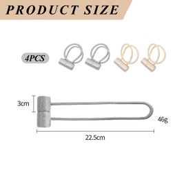 CWPFVQA Pack of 4 Magnetic Curtain Ties, Cylindrical Magnetic Curtain Buckles, Curtain Ties, Punch-Free Curtain Ties, Curtain Tie Holder, Curtain Accessories