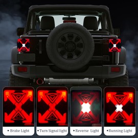 LED Tail Lights Assembly For 2007-2018 Jeep Wrangler JK JKU Rear Tail Lamps w/Running Lights Turn Signal Brake Lights Reverse Lights 1 Pair of Tail Lamps