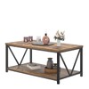 EXCEFUR Modern Coffee Table, Industrial Metal and Wood Living Room