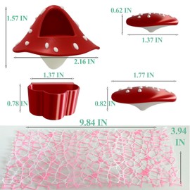 Okueejur Jumping Spider Accessories Kit – 6 Pcs Set with Mushroom Platforms, Magnetic Feeder Dish, and 2 Spider Webs (Pink & White) for Climbing, Feeding, and Decorating