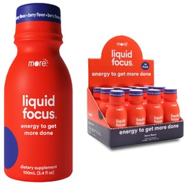 More Labs Liquid Focus, Nootropic Smart Drink with Powerful Antioxidants & Adaptogenic Herbs for Energy and Concentration, 150mg Caffeine (Pack of 12)