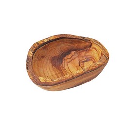 Naturally Med Olive Wood Dipping Bowl - Rustic. Olive wood bowl for dipping oils, condiments, snack bowl, tapas dish. Handcrafted in Tunisia. 4.5" approx length x 2.5" width.