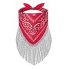 Women Finged Bandana Western Cowgirl Scarf Rhinestone Tassel Neckerchief Bachelorette