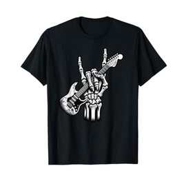 Funny Skeleton Electric Guitar Guitarist Rock Music Grunge T-Shirt