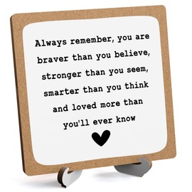 Wooden Table Sign Gift Motivational Desk Decor Wood Plaque With Stand Inspirational Gifts for Women Men Family School Teen Friends Coworkers-A29