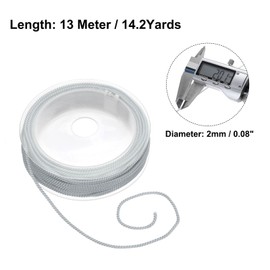 Rebower Trim Cord Rope, 2mm / 14 Yards Nylon Twisted Trim Cord Rope Thread String Rope Cord Braid Trim [for Sewing Home Decor Crafts] - 0.08 Inch/Light Gray