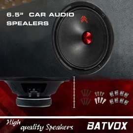 Gaooger MX65P1 Midrange Loudspeaker 6.5" Red Dust Cap, 200W Max, 4 Ohms, Premium Quality Audio Door Speakers for Car or Truck Stereo Sound System, Black (2 Speaker)